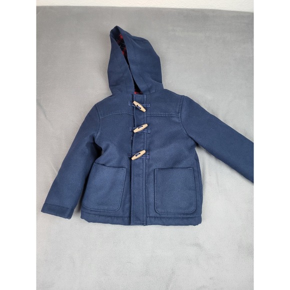 Oshkosh Bgosh Toggle Coat Kids 2T Blue Sherpa Lined Jacket‎ Flannel Lined Hooded